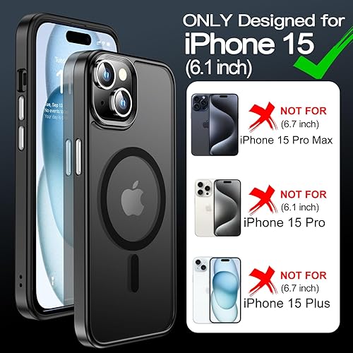 Miniatura 2 de MOZOTER Funda magnética para iPhone 15, compatible con MagSafe, 2 protectores de pantalla de cristal, agradable a la piel, a prueba de golpes,