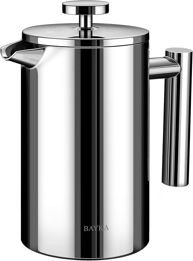 BAYKA French Press Coffee Maker, Stainless Steel 21oz