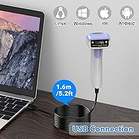 Vista 7 de Symcode Escáner de código de barras USB 1D, lector de código de barras láser CCD con cable de mano compatible con escaneo de pantalla escáner