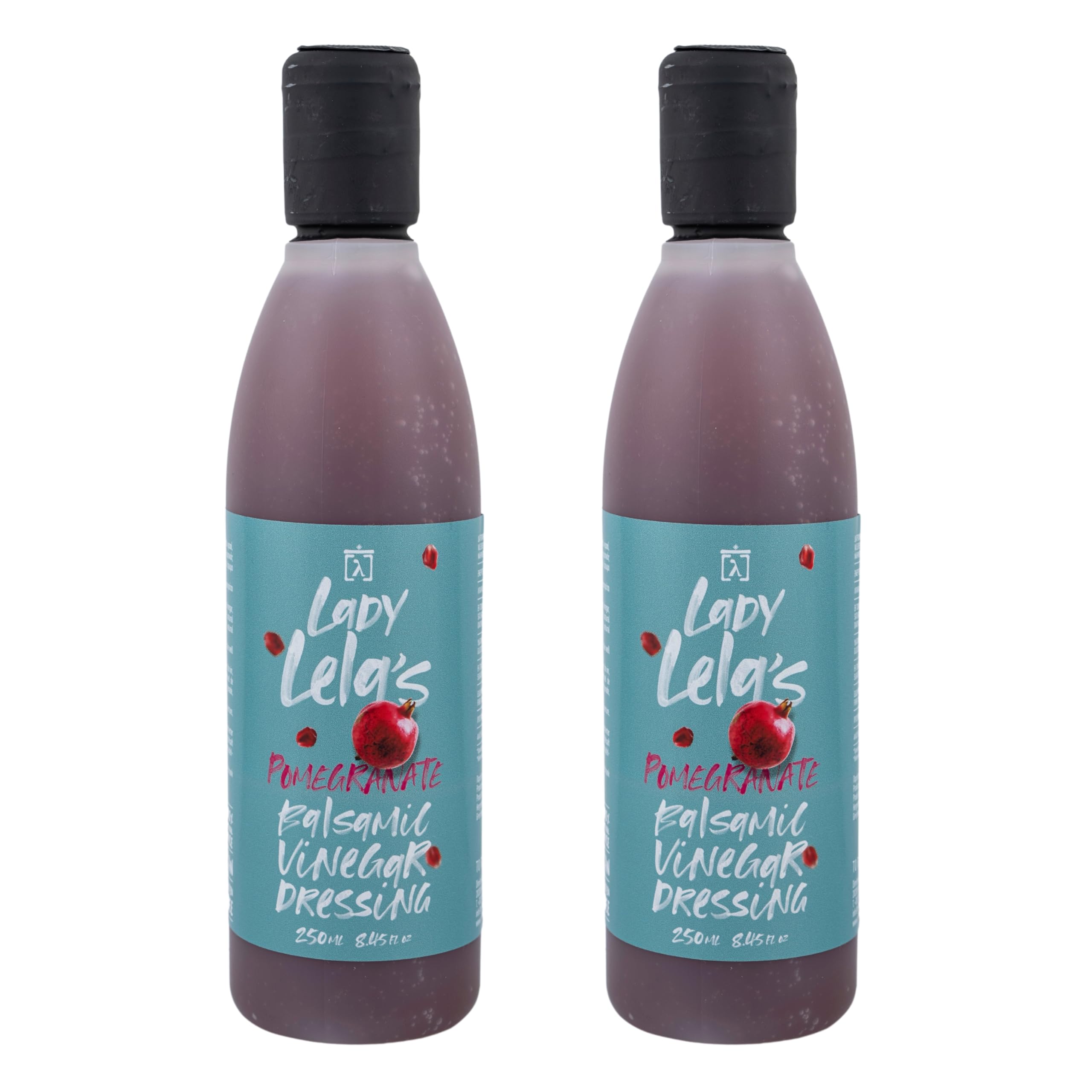Lady Lela's Aderezo Balsámico de Granada, Pack 2 x 250 ml (500 ml) – Crema Balsámica Artesanal con Zumo Natural de Granada, Ideal para Ensaladas, Verduras y Postres - 1