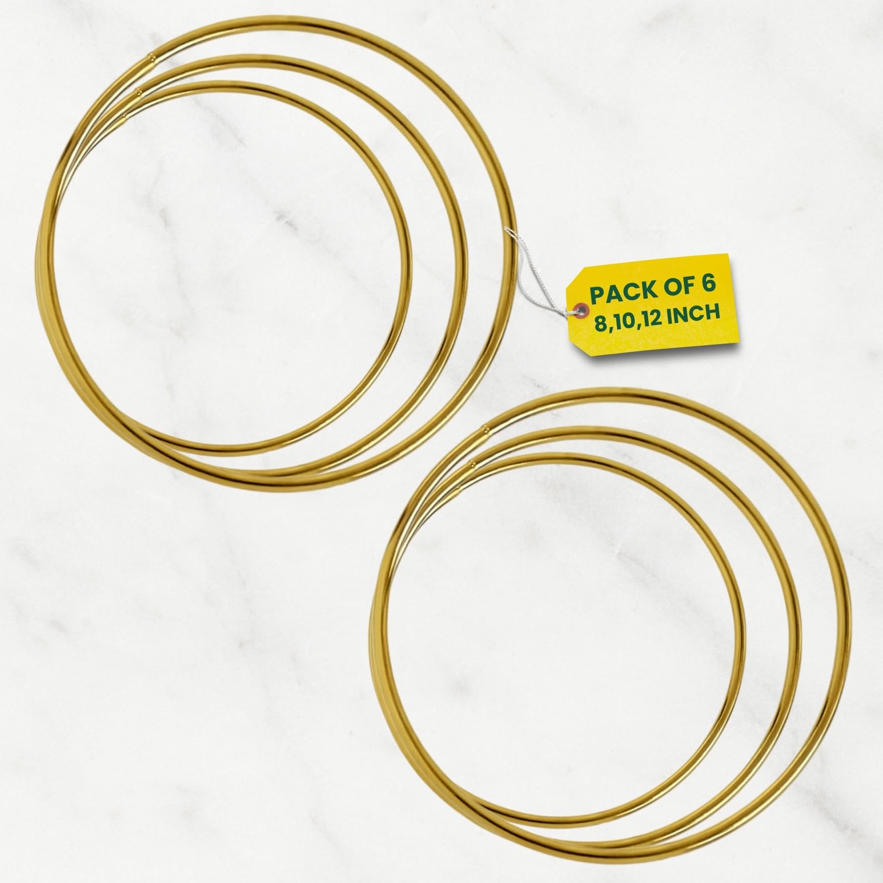 ecofynd 6pcs Circle Metal Crafts Hoops, Gold Dream Catcher Rings Supplies, Macrame Creations Ring for Wreath Crafts, DIY Projects handicrafts Decoration Wall Hanging Craft (Sizes- 8,10,12 Inches)-image-48