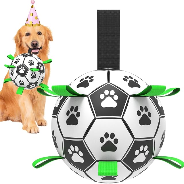 Dog Soccer Ball Toys with Straps 6 Interactive Toys for Tug of War Puppy Birthday Gifts Dogs Tug