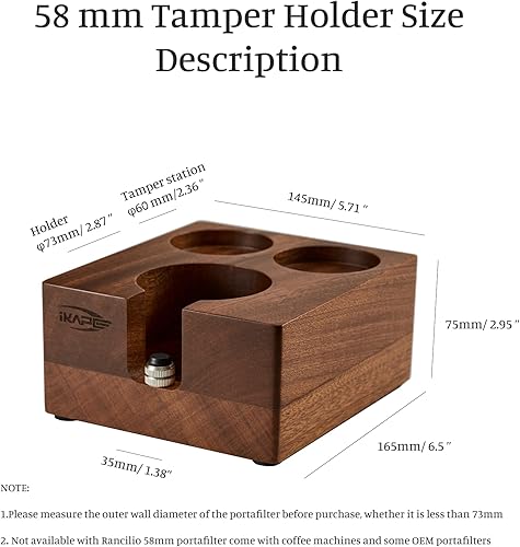 Miniatura 2 de IKAPE Estación de manipulación de espresso, base de madera de 2.283 in, soporte de alfombrilla de café expreso apto para accesorios de espresso de