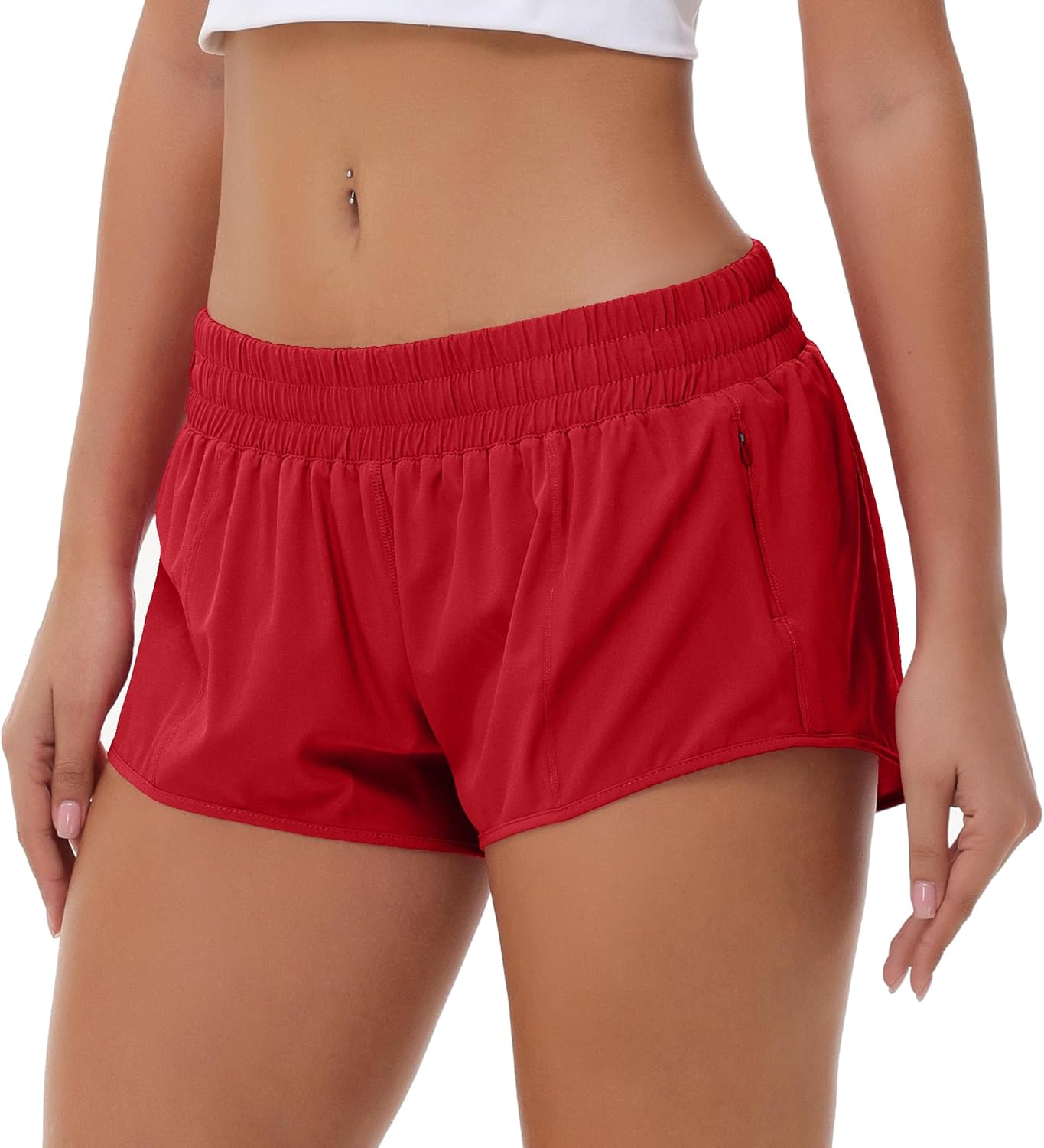 Aurefin Lightweight Athletic Shorts for Women, Quick Dry Running Shorts with Zip Pocket and Liner Womens Gym Workout Shorts