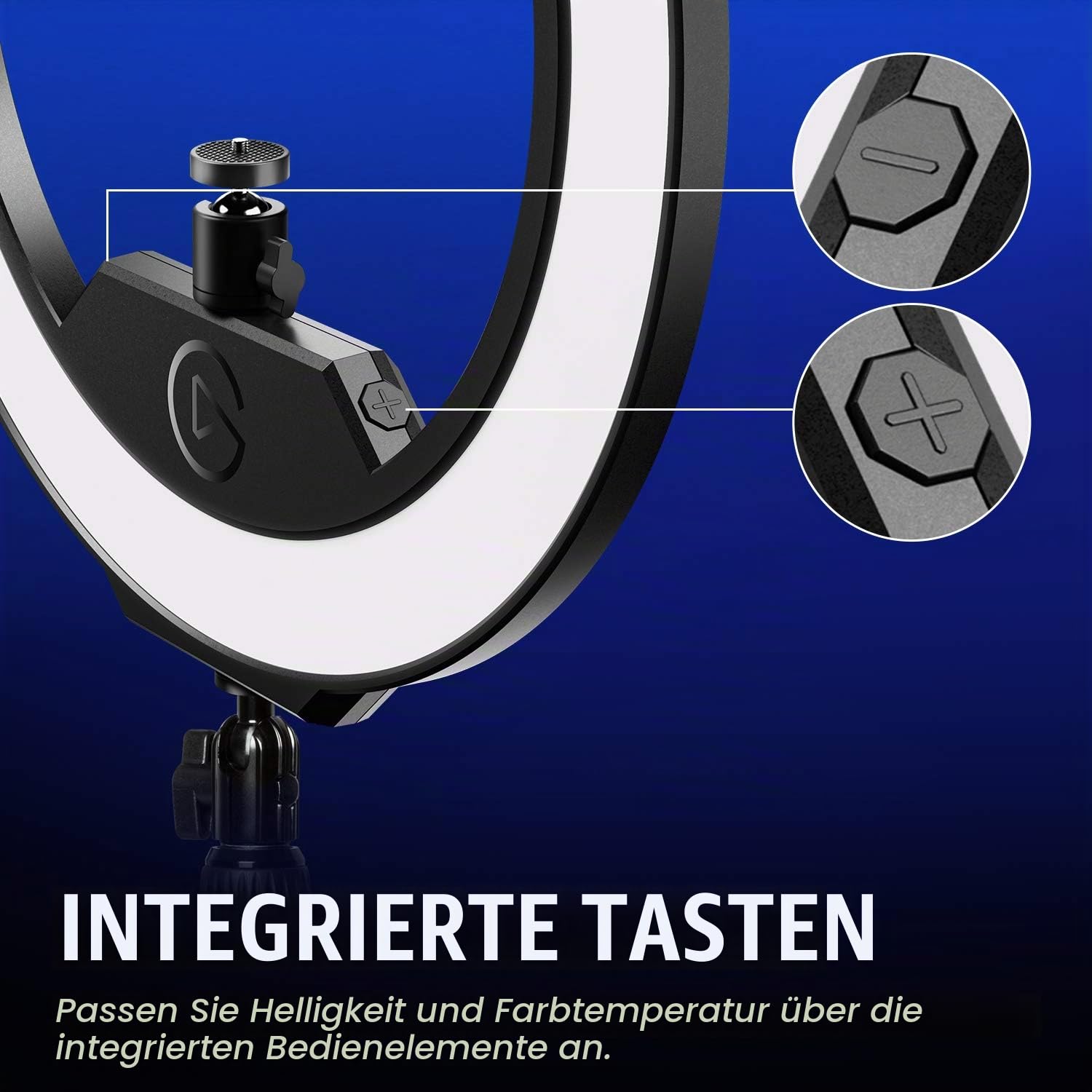 Elgato Ring Light - Hochwertige Beleuchtung in 2500 Lumen mit Tischklemme und Kugelgelenk zum Streamen, TikTok, Instagram, Home Office, Temperatur und Helligkeit per App anpassbar auf Mac, PC, Android
