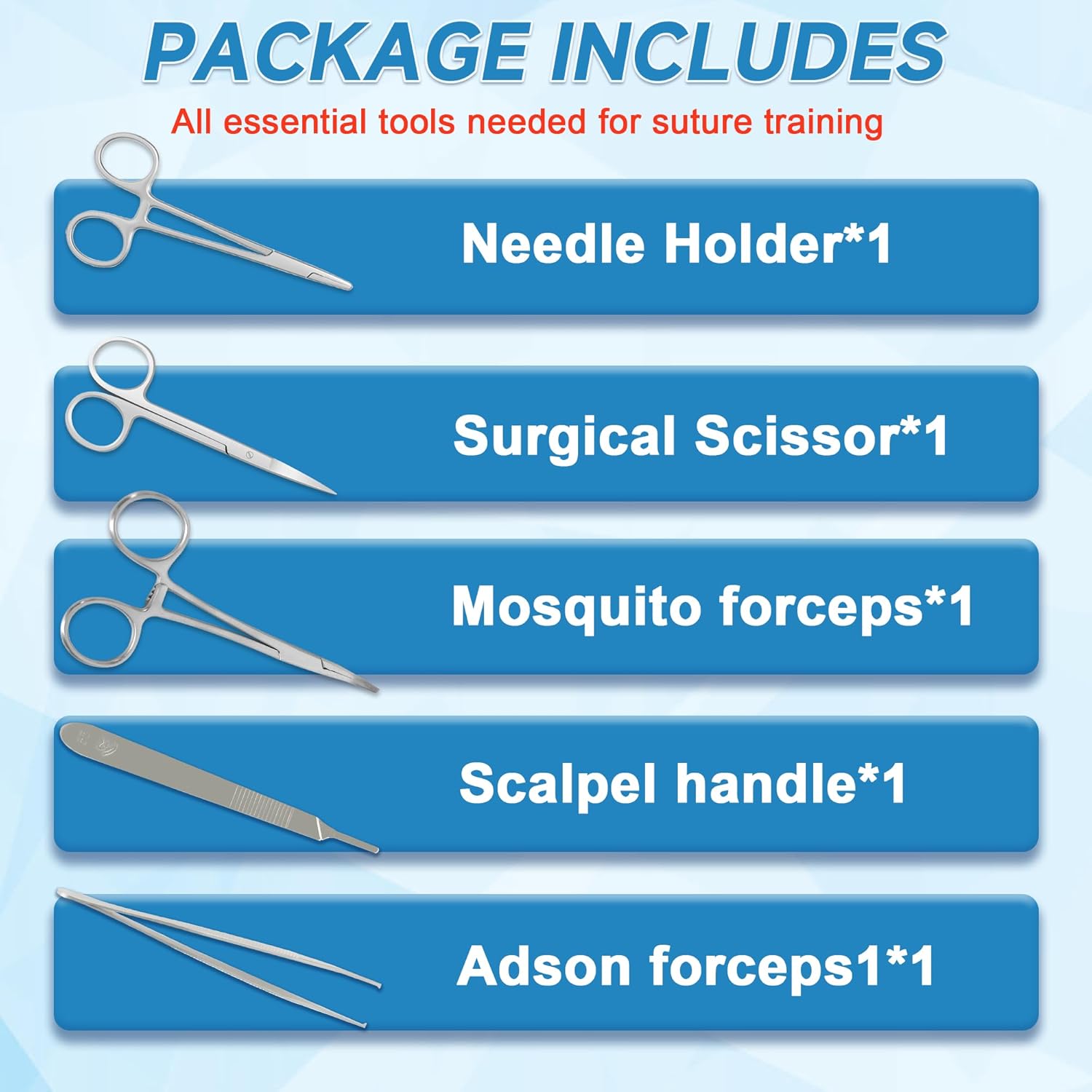 Suture Practice Kit for Medical Students, Silicone Pad Surgery Wounds Closure Suturing, Supplies for Vet Nursing Students Surgical Stitches Kits De Suturas Med School Essentials. - Image 5