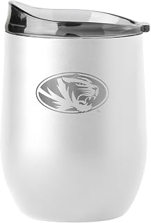Logo Brands Missouri Tigers 16oz White Etch Powder Coat Curved Bev