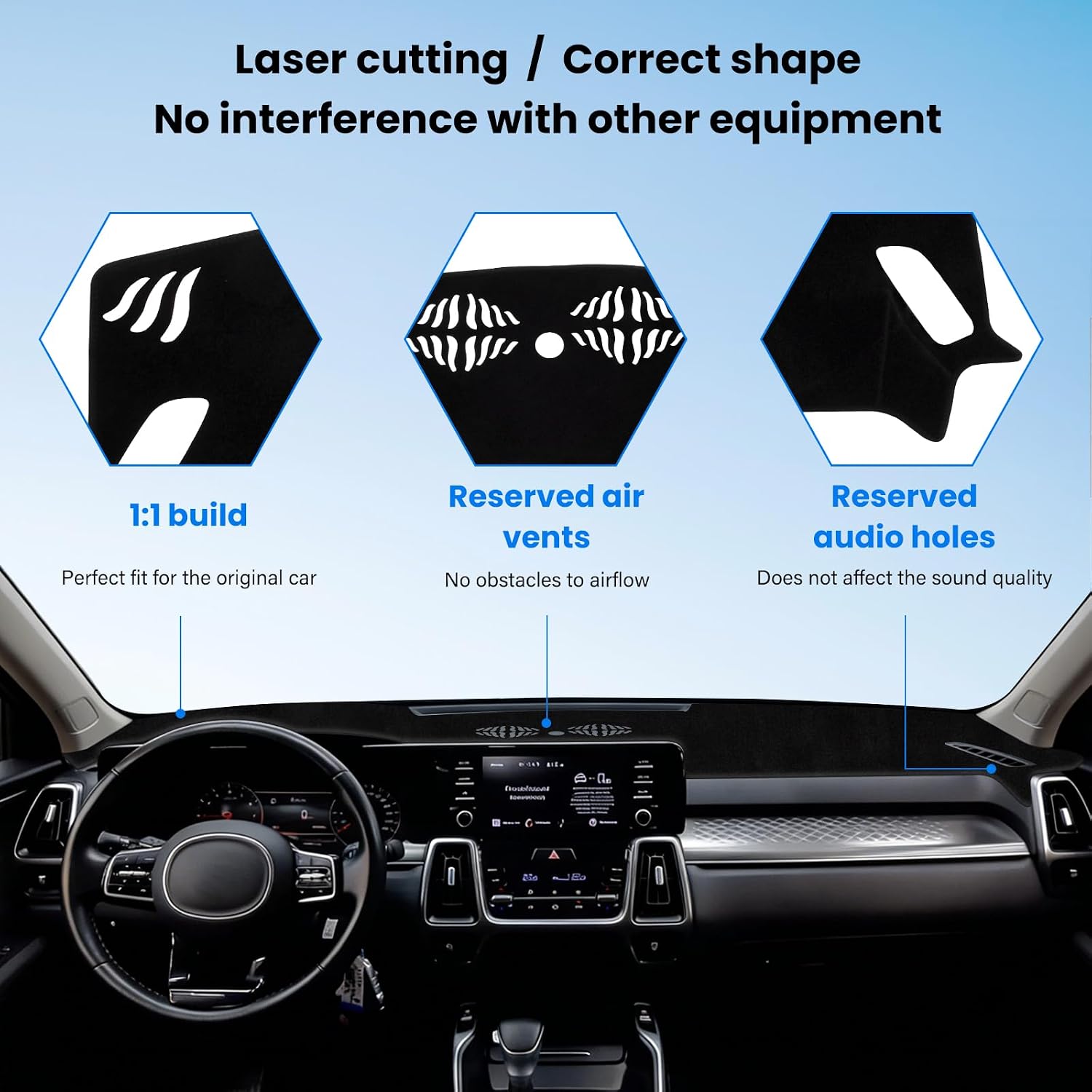 Dash Cover Mat Compatible with Kia Sorento 2021-2025 Car Interior Dashboard Cover Mat Nonslip Dashmat Sunshade Glare UV Rays Protector Accessories Custom Fit