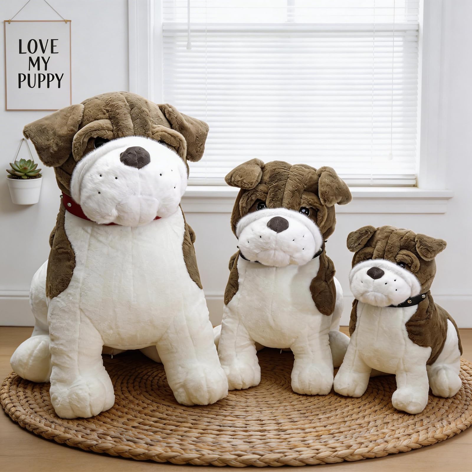 Kuscheltier Hund, Shar Pei Hund, Lebensecht Plüschtier, Superweiches Kuscheltier, Weich & Flauschig Spielzeug, Geschenk für Kinder & Erwachsene (55 cm,Grau)