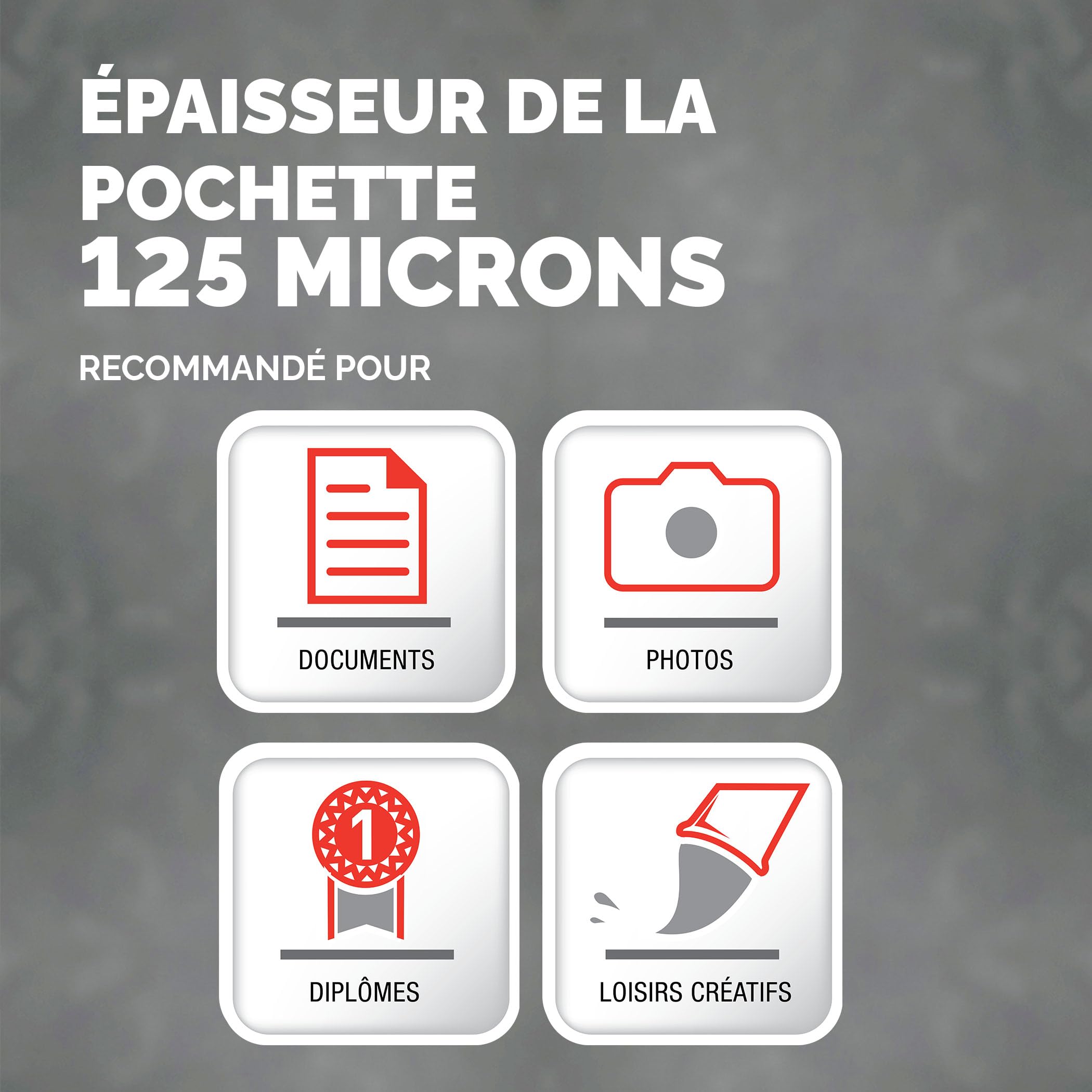 Pochettes de plastification Fellowes au format A4, 125 microns, Pack de 250 Feuilles à plastifier, Finition Brillante et de Haute Qualité, Idéal pour photos, affiches et certificat