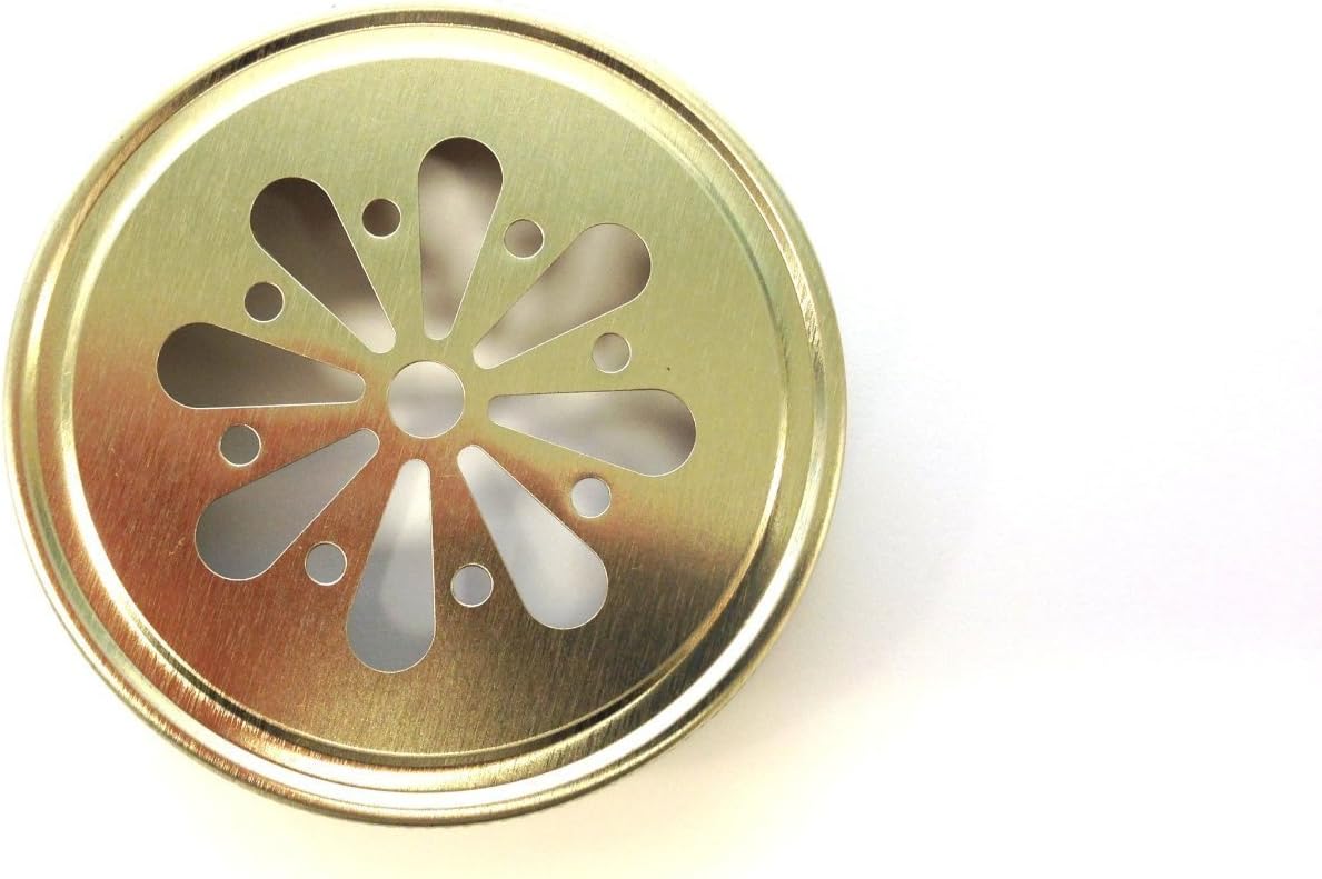 Gold Daisy Cutout Metal Straw Holder Lids for Mason Jars (12)