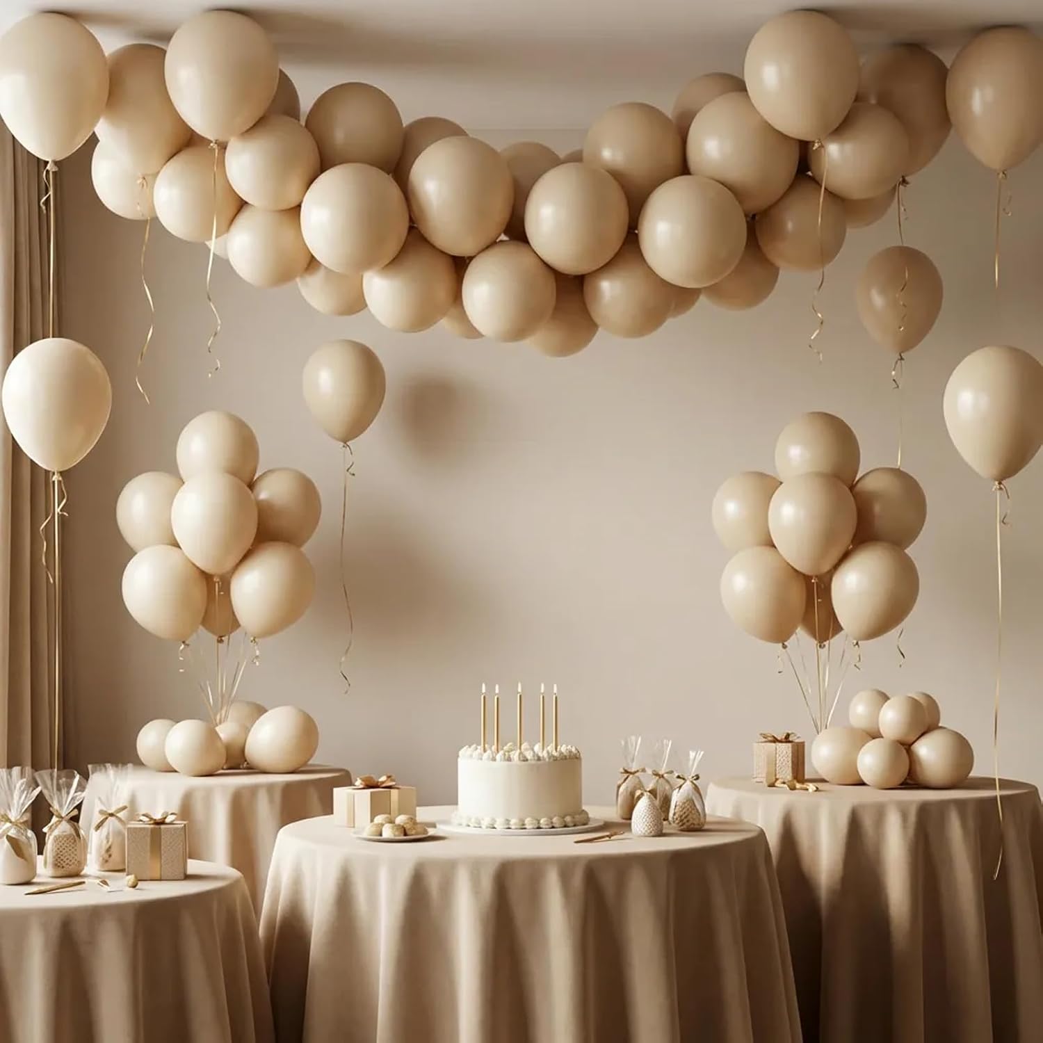 White Sand Balloons Arch Kit,130pcs Cream Balloons Balloon Garland image 2