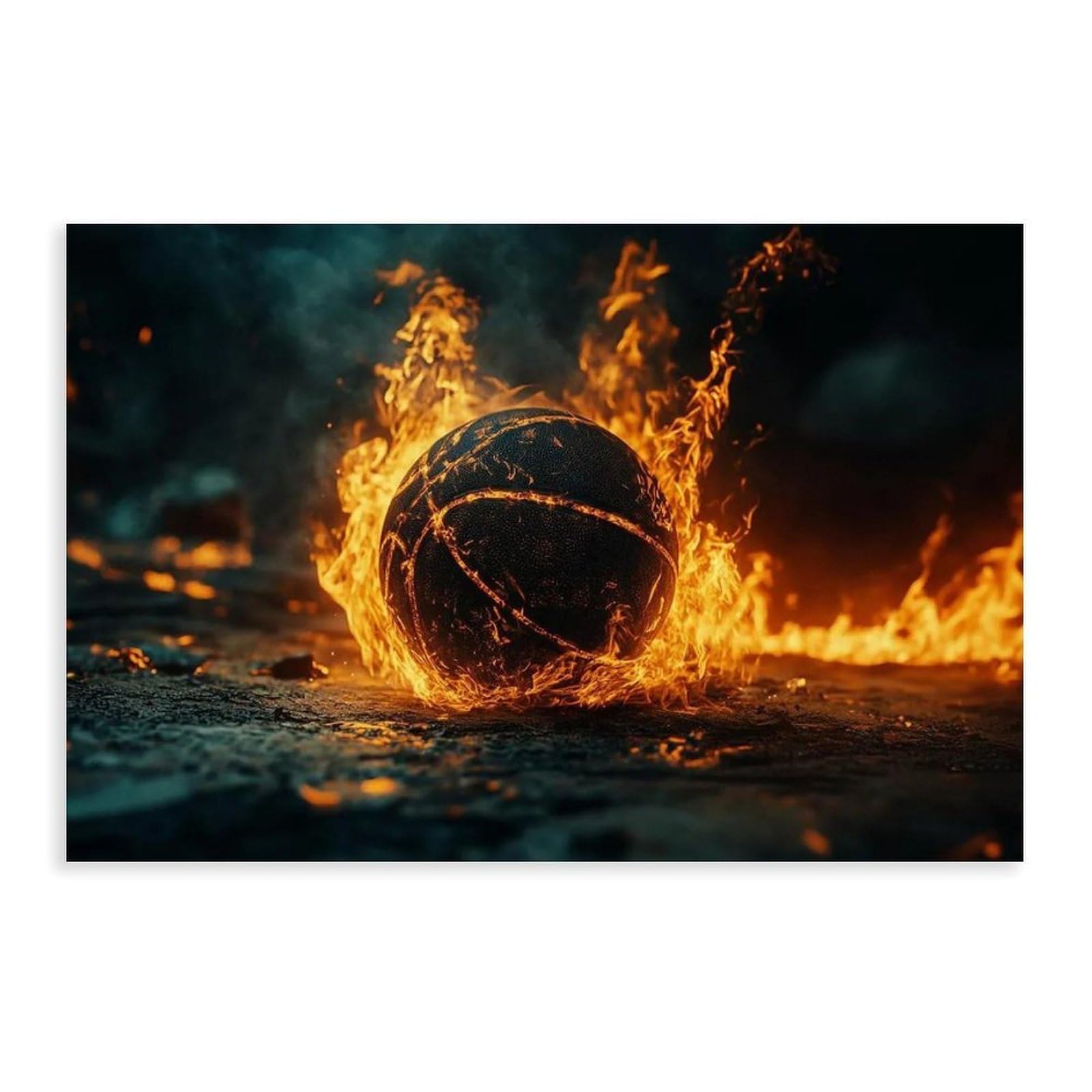 Street Fire Basketball Game Poster Canvas Poster Wall Art Decor Print Picture Paintings for Living Room Bedroom Decoration 08x12inch(20x30cm)