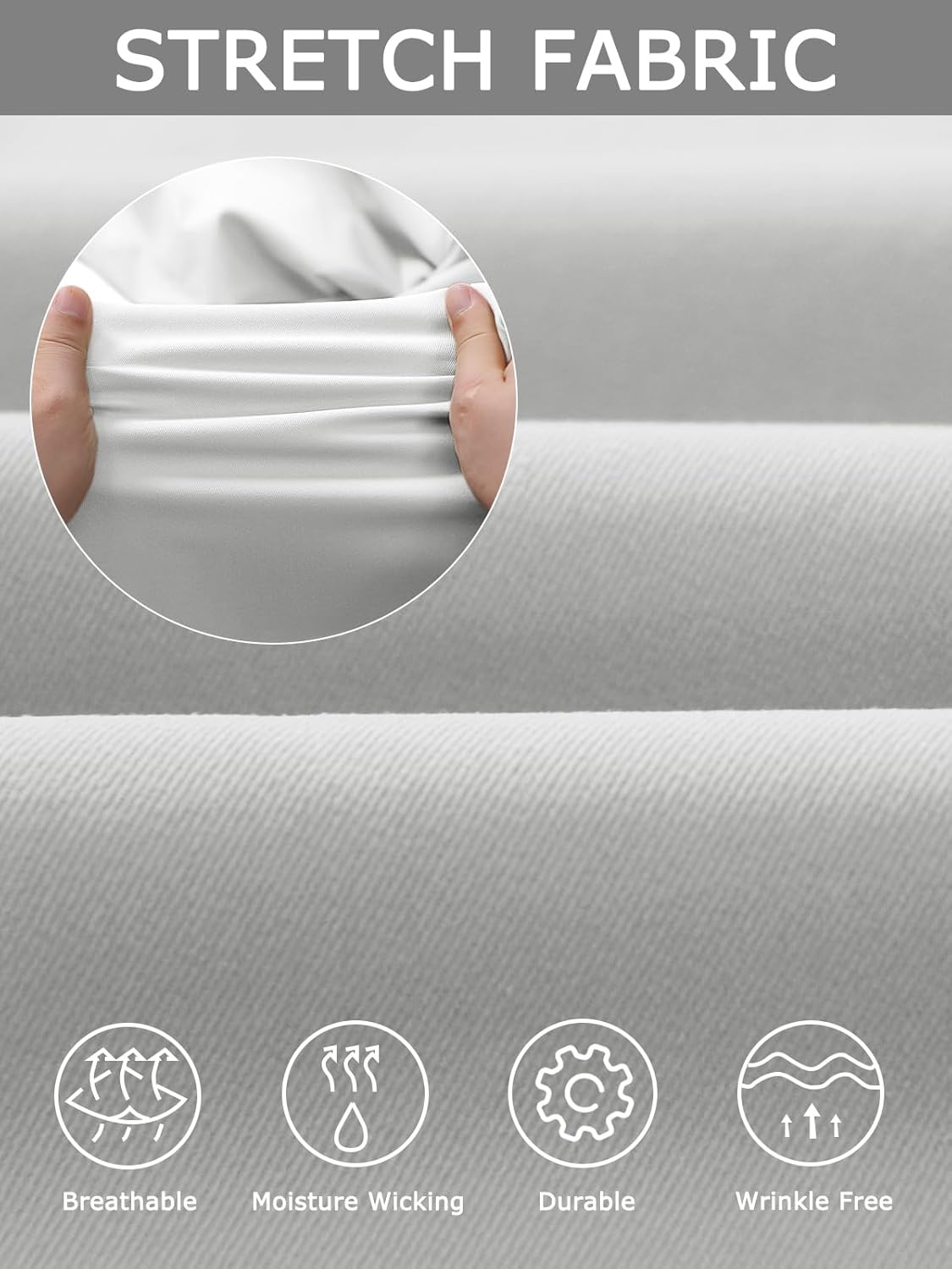 Plaid&Plain Men's Dress Pants Slim Fit Stretch Khaki Pants Wrinkle Free - Image 5