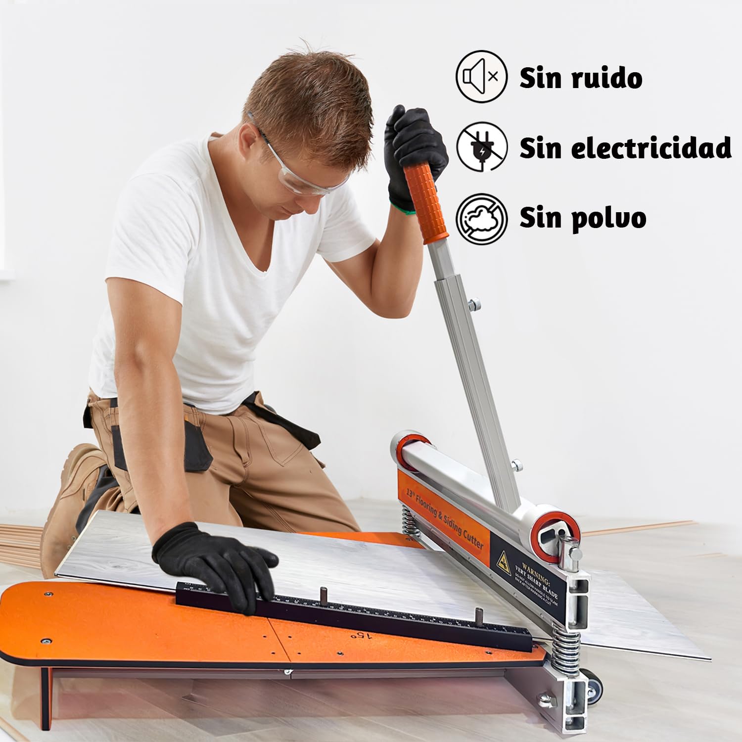Zozen guillotina suelo Corte laminado, corte laminado de 330 mm con ruedas - ángulo de y paso, herramientas piso - a base vinilo, madera técnica, LVP/T, VCT, SPC, WPC