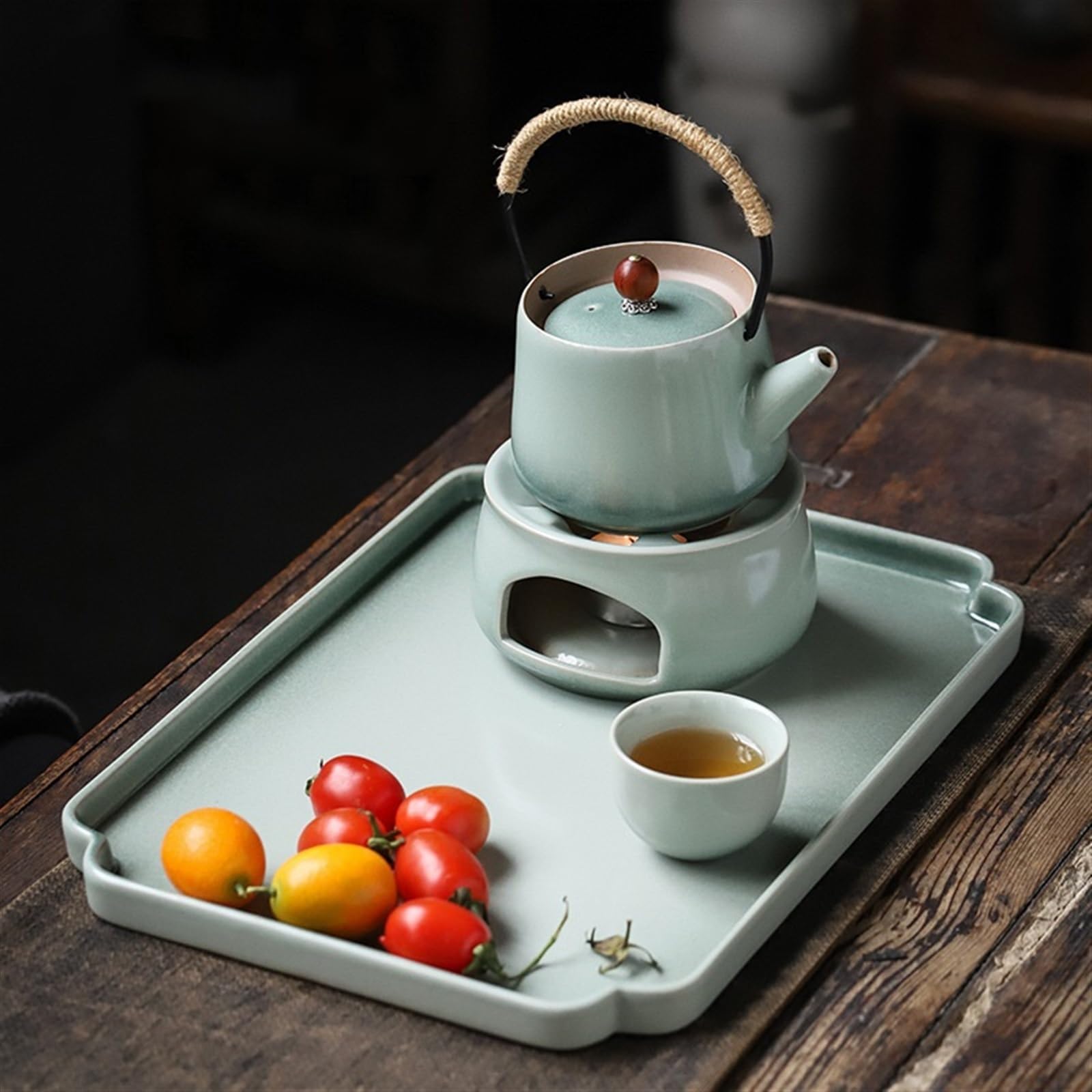 Zestaw do herbaty Gongfu, ceramiczna taca na herbatę, prosta domowa taca do herbaty Kung Fu, taca na suche bąbelki, chiński retro, prostokątny mały stolik do herbaty, stolik na suche bąbelki, taca n
