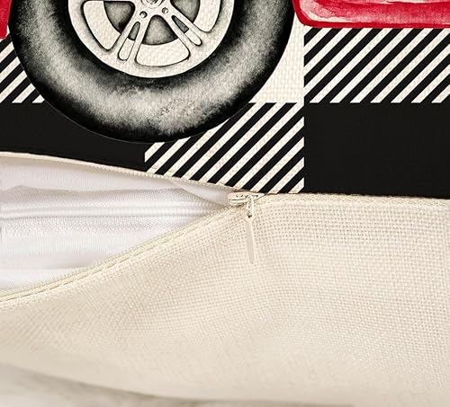 Miniatura 6 de 4TH Emotion Juego de 4 fundas de almohada para el día de San Valentín de 18 x 18 pulgadas, decoración de granja de búfalo de primavera, camión rojo