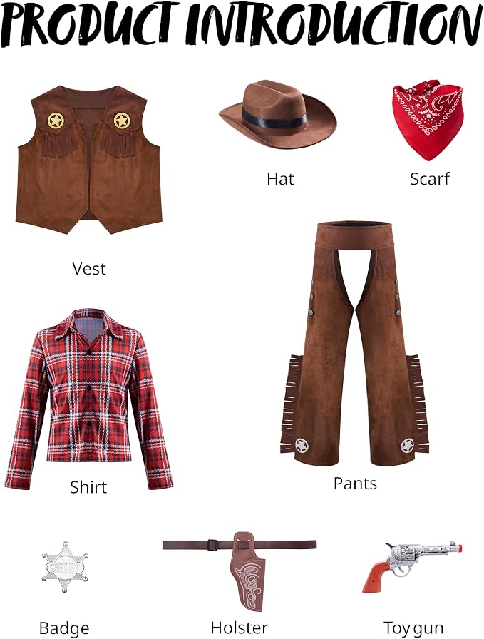 Disfraz de vaquero marrón para niñas Halloween miniatura 3