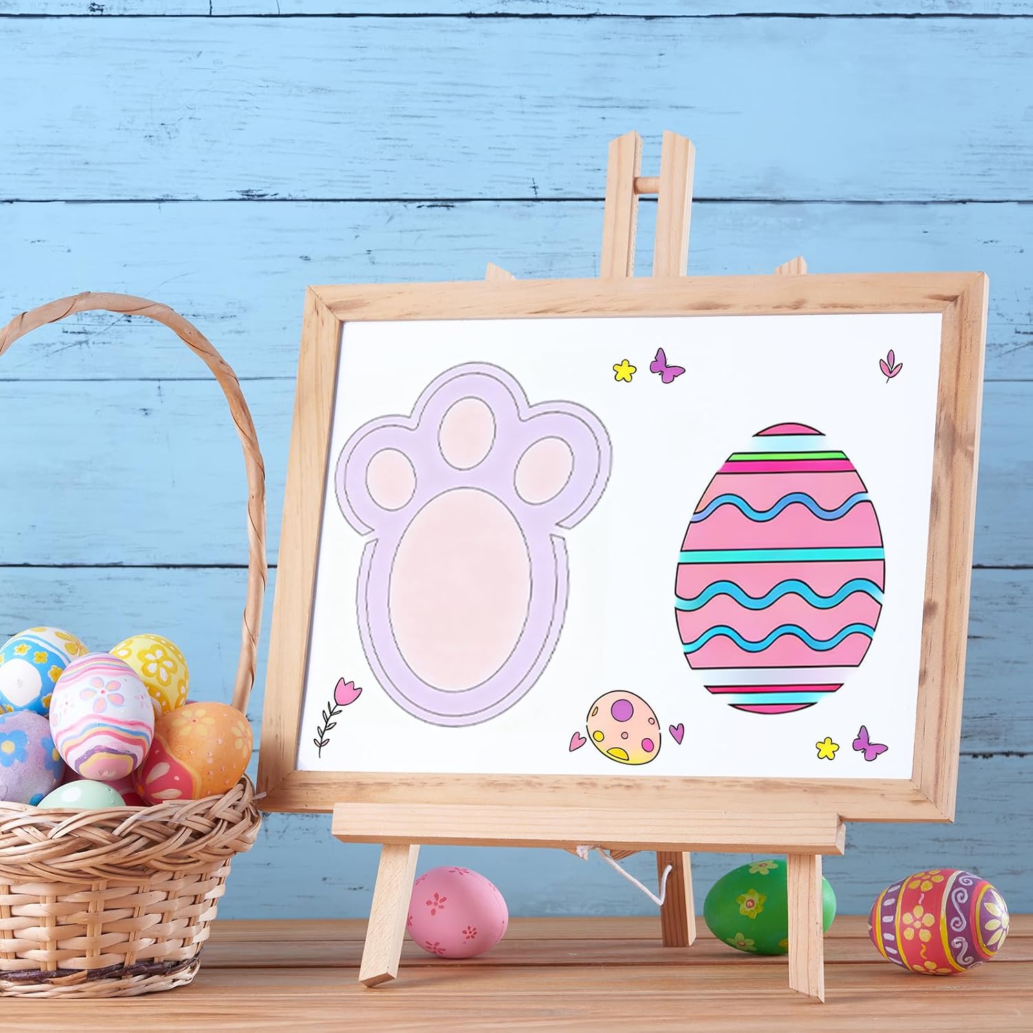 JarThenaAMCS 16Pcs Easter Stencils Assorted Template Stencils Reusable Bunny Footprint Easter Egg Rabbit Paw Plastic Drawing Painting Template for DIY Art Craft Painting on Wood image 4