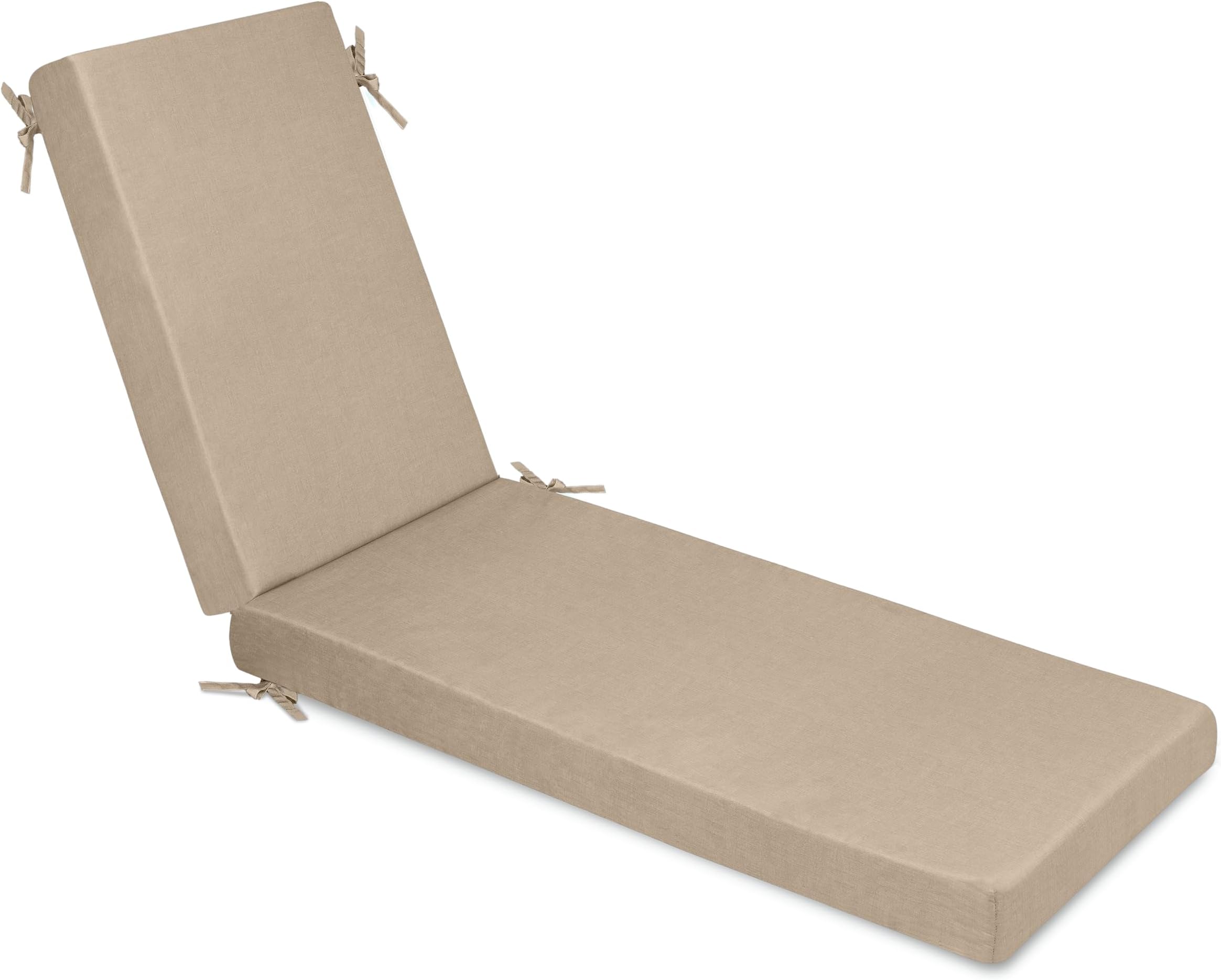 Milliard Memory Foam Outdoor Chaise Lounge Lawn Chair Cushion, with Waterproof and Washable Cover, Beige, 73x21x2.5