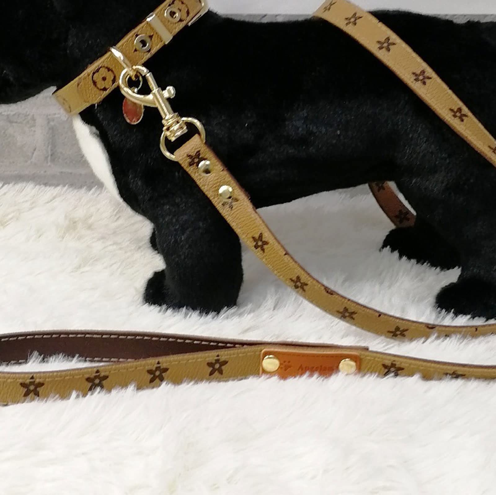 XIANGFAGS Laisse Chien Ensemble de Collier for Chiens Kitten Dog Leash Harnais Designer Bouledogue personnalisé Petit Cuir véritable for Une Main Douce