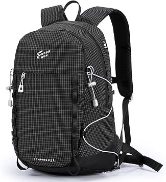 23L Lightweight Hiking Backpack, Travel Daypack with Pole Holder, Black