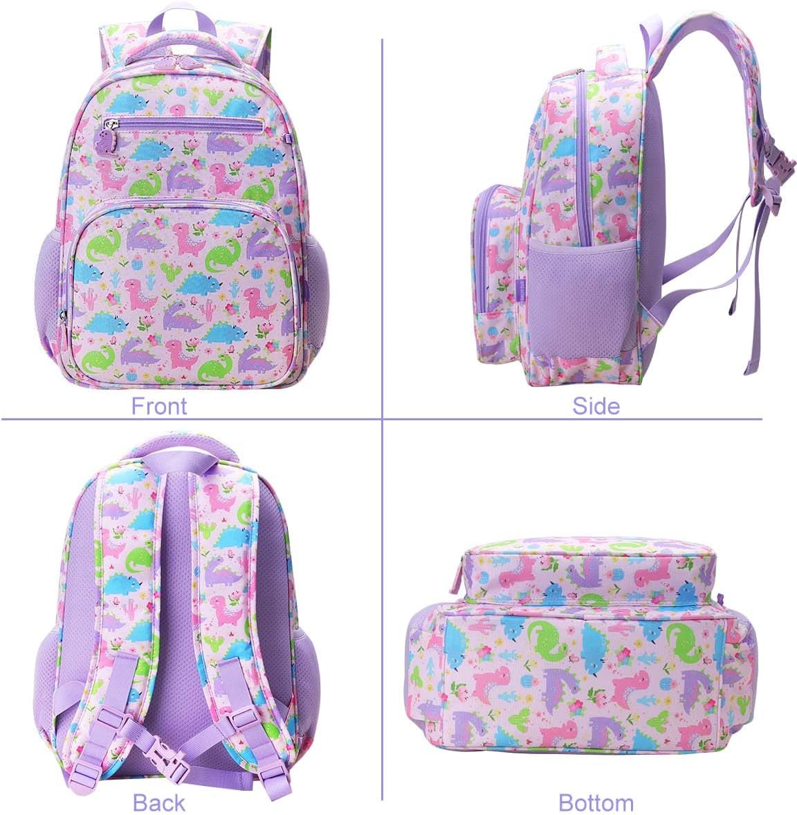 RHCPFOVR Kids Backpack for Girls - Girls Backpack 3-8 Ages Dinosaur for Kids 15 Inch School Bookbag for Kindergarten Elementary School Bookbag for Girl 1st 2nd Grade - Image 8