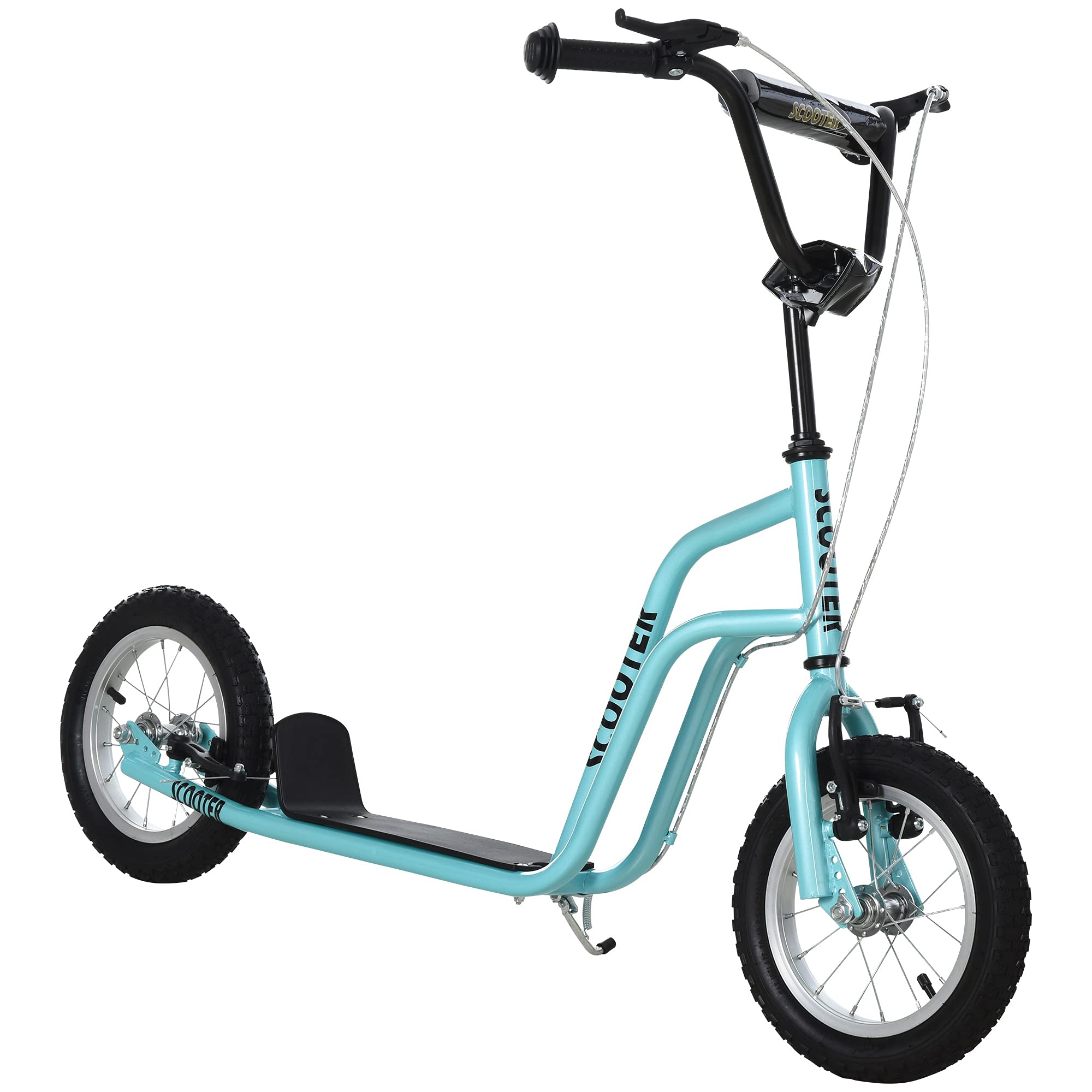 HOMCOM Kinderroller Lenker Verstellbar Scooter Tretroller Cityroller Kinder Roller Kickboard mit Luftreifen 12 Zoll ab 5 Jahre 120 x 58 x 75-80 cm