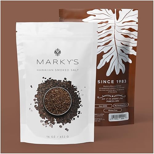 Sal marina ahumada hawaiana madera de nogal de aliso medio grueso 1 lb 454 g Sal marina ahumada hawaiana madera de nogal de aliso medio grueso 1 lb 454 g