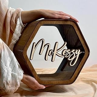 Personalized Wood Wedding Card BoxDecorMemory Box for Greeting Cards, Acrylic Keepsake (A)