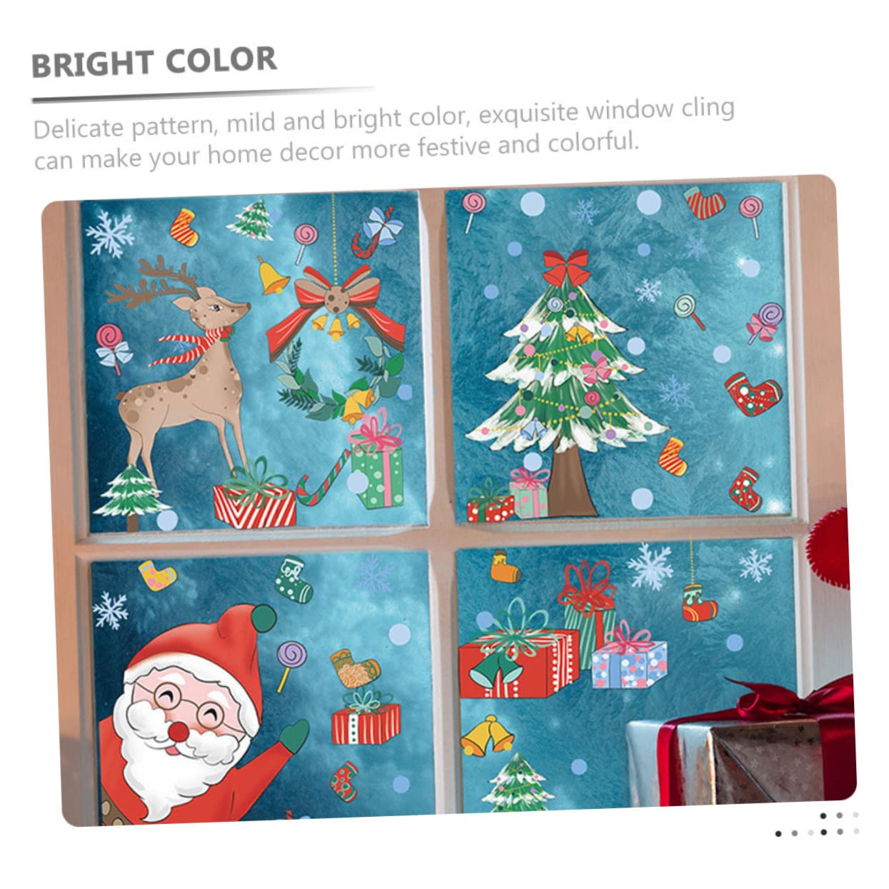 TOPBATHY 30 Hojas Pegatinas Navideñas Para Ventanas Calcomanías De Ventanas De Renos Pegatinas En Las Ventanas Calcomanías De Ventana De Papá Noel Decoración Navideña De Polivinilo