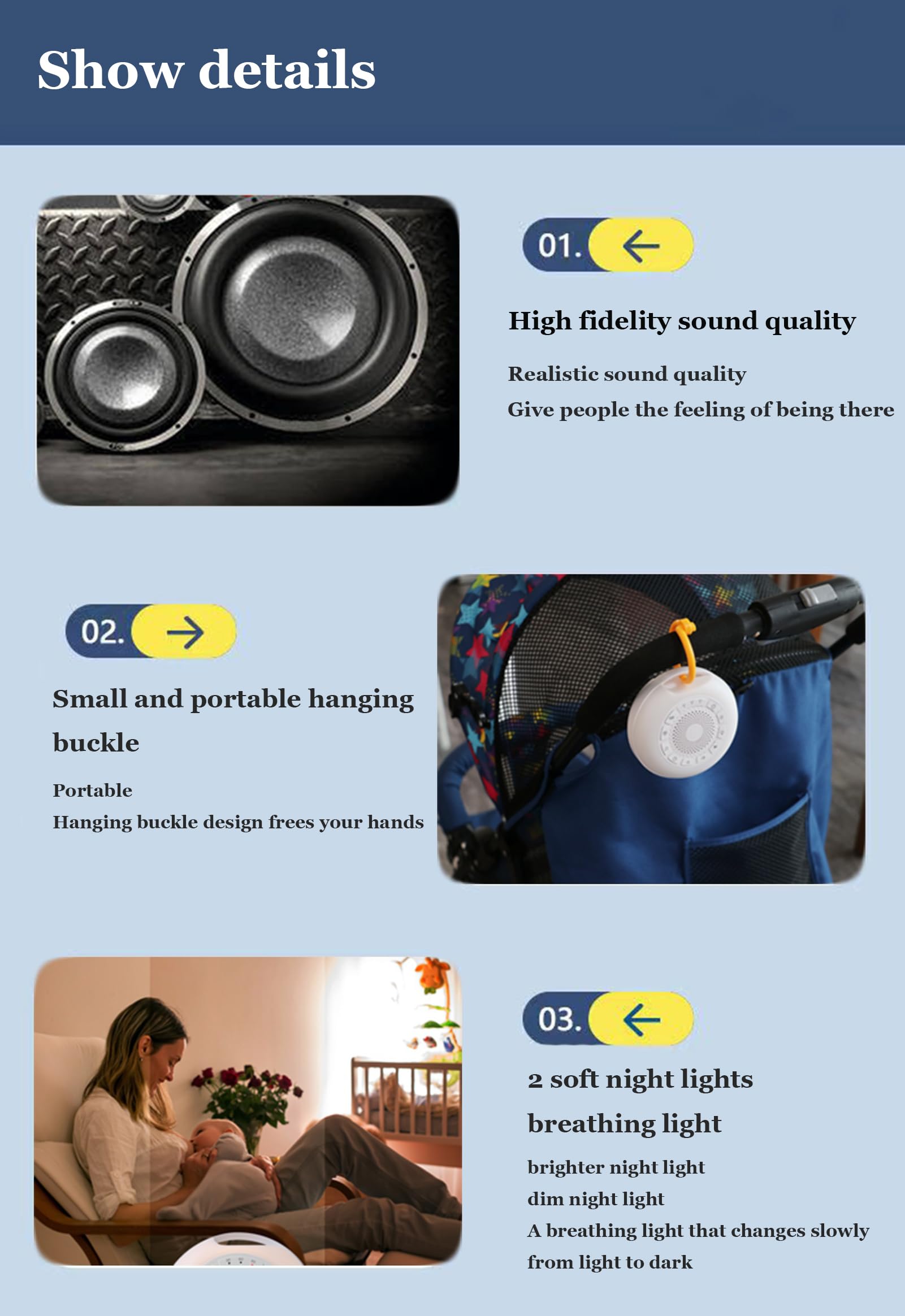 Máquina para Dormir con Ruido Blanco, 26 Sonidos relajantes, 7 Luces nocturnas, con Anillo Antideslizante y Recargable por USB, Terapia pequeña, para niños, Viajes y hogar.