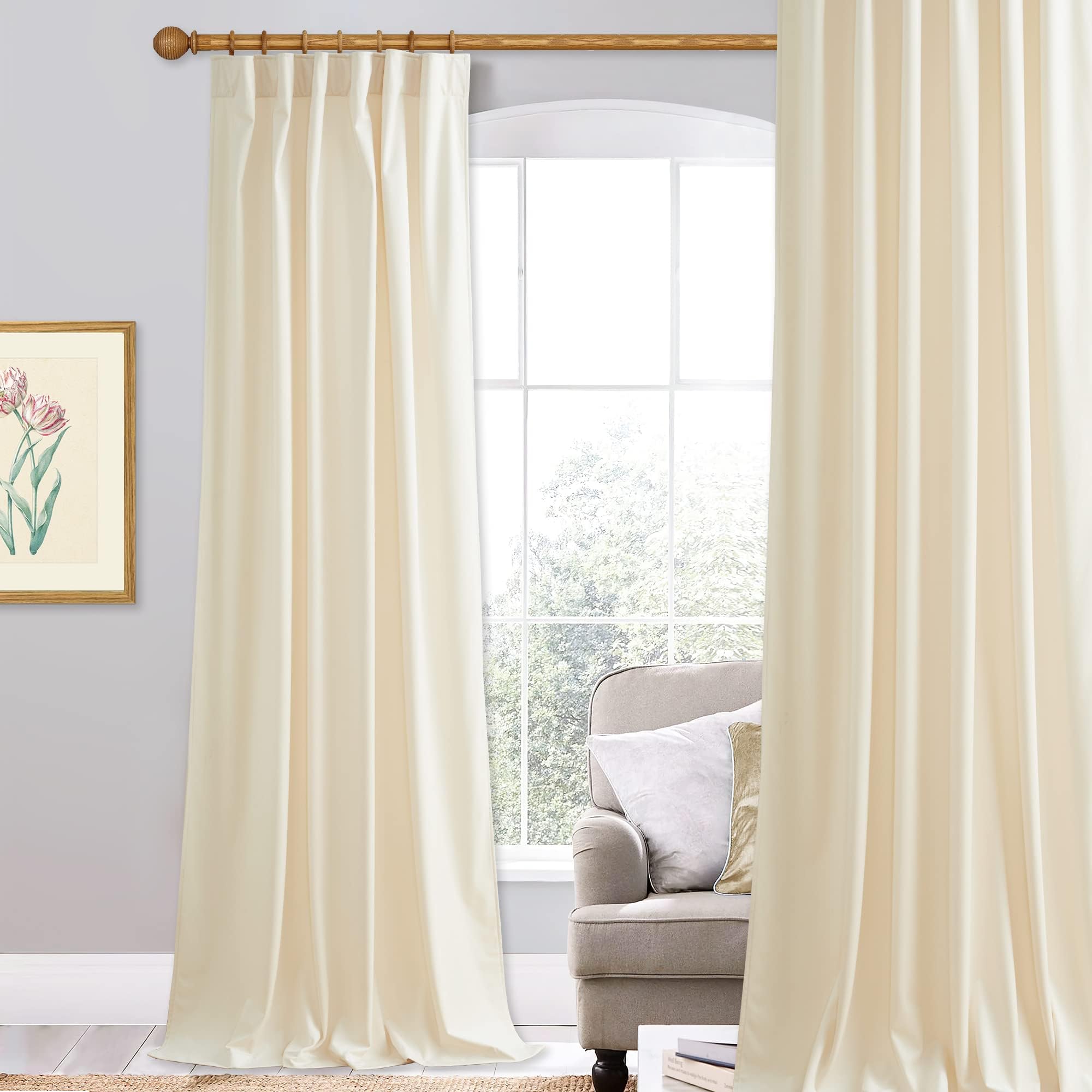 StangH Ivory White Curtains Velvet - 10 ft Backdrop Curtains for Wedding Party Decor, Privacy Room Divider Drapes for Nursery Bedroom/Hospital/Hotel, W52 x L120 inches, 1 Panel