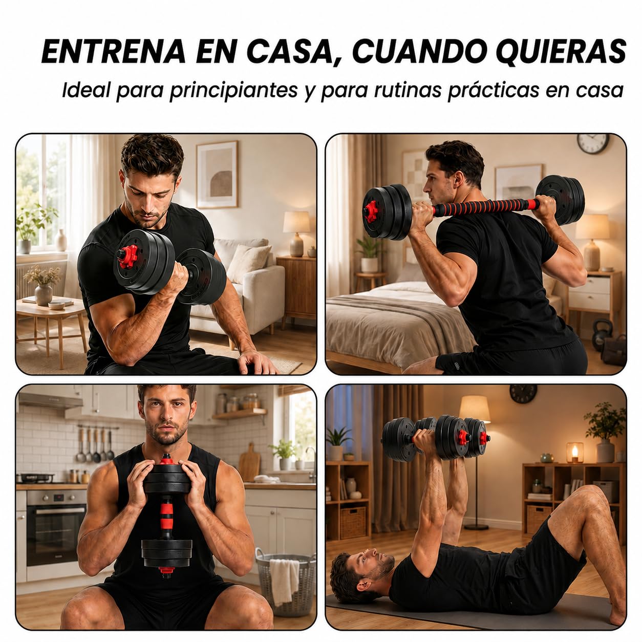 Mancuernas Ajustables 20kg/30kg, Juego de Pesas y Mancuernas 2 en 1 con Barra de Conexión, Set dePesas Ajustables con Cierre Seguro para Gimnasio en Casa y Entrenamiento de Fuerza