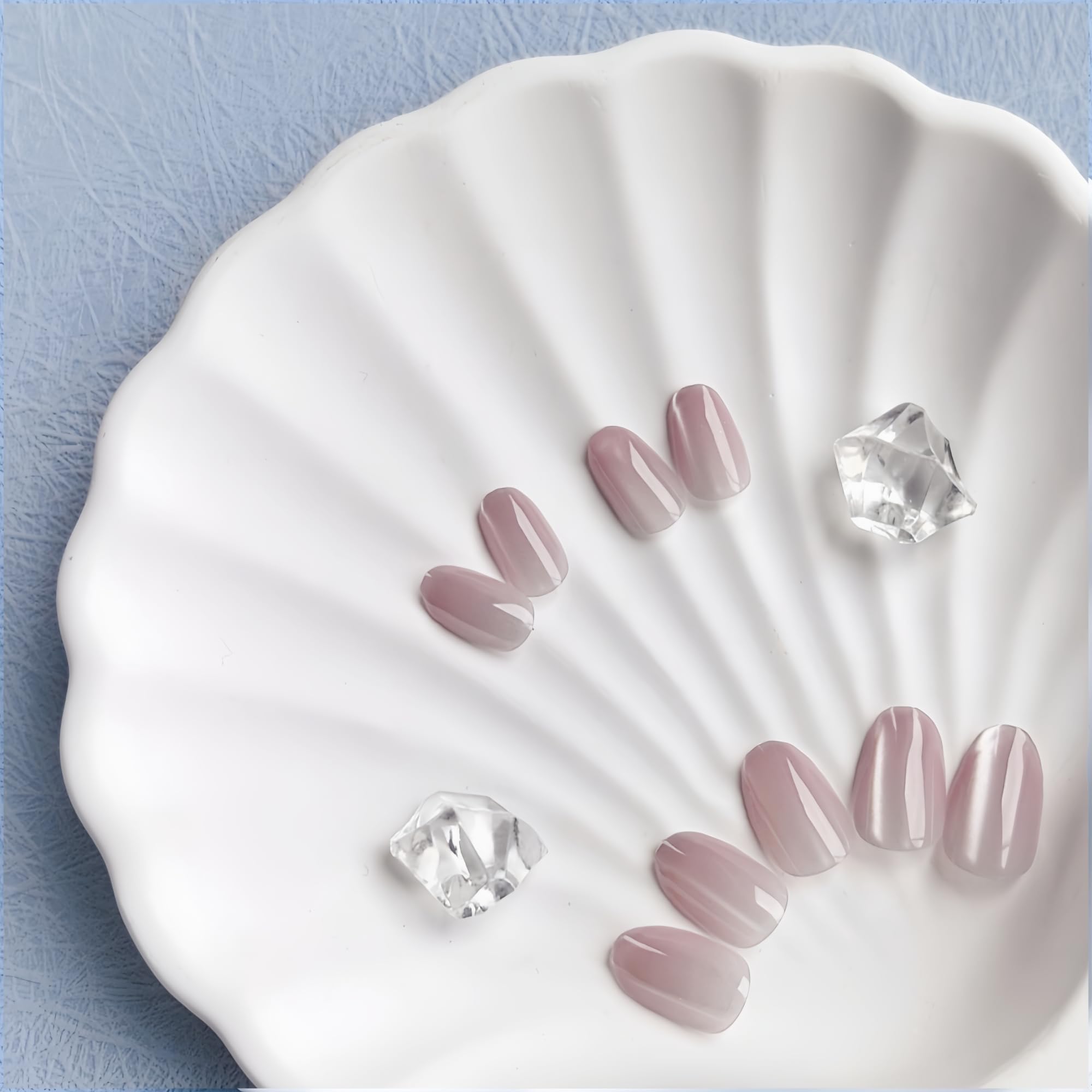 SXVME Soft Gel Press on Nails Extra Short Oval, 30 Pcs Pastel Pink Cat Eye False Nails Short Almond - Image 4