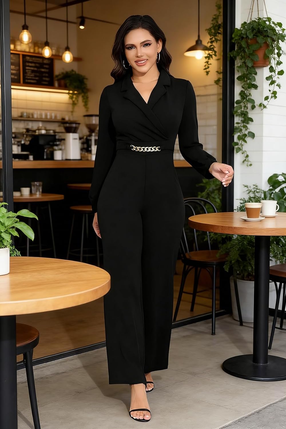 DeftSharp Women's Sexy Cocktail Party Clubwear Casual Working Rompers Long Dressy Jumpsuit