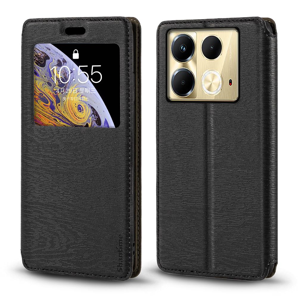 Invisible Magnetic View Window PU Leather Flip Case Compatible