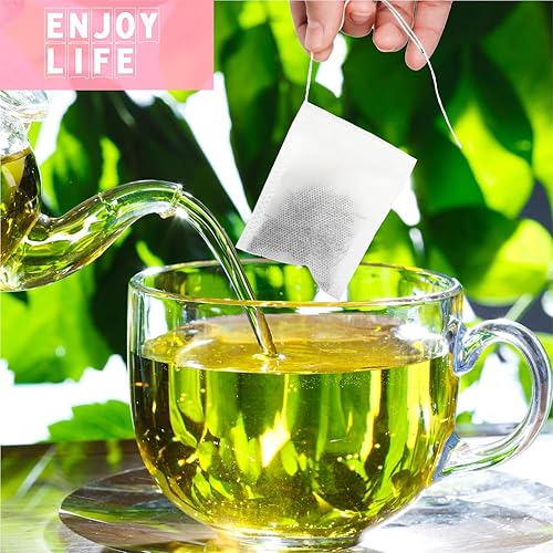 Miniatura 4 de 200 bolsas de filtro de té reutilizables con cordón y cuchara de té, filtros desechables para cocinar, té, café, polvo de hierbas, té de frutas (2.8