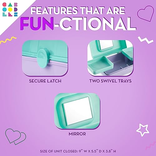 Miniatura 5 de Caboodles Pretty in Petite - Caja de maquillaje con brillo morado de dos tonos sobre brillo rosa, caja organizadora de plástico duro, 2 bandejas