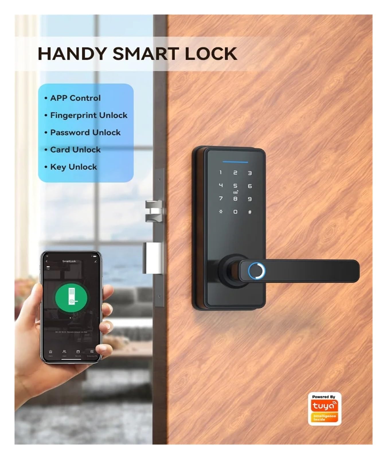 Tuya APP Verstecktes Schrankschloss Biometrisches Smart-Fingerabdruck-elektronisches Passwort RFID-Kartentürschloss Einfache Hohe Sicherheit(T2-R-6070)