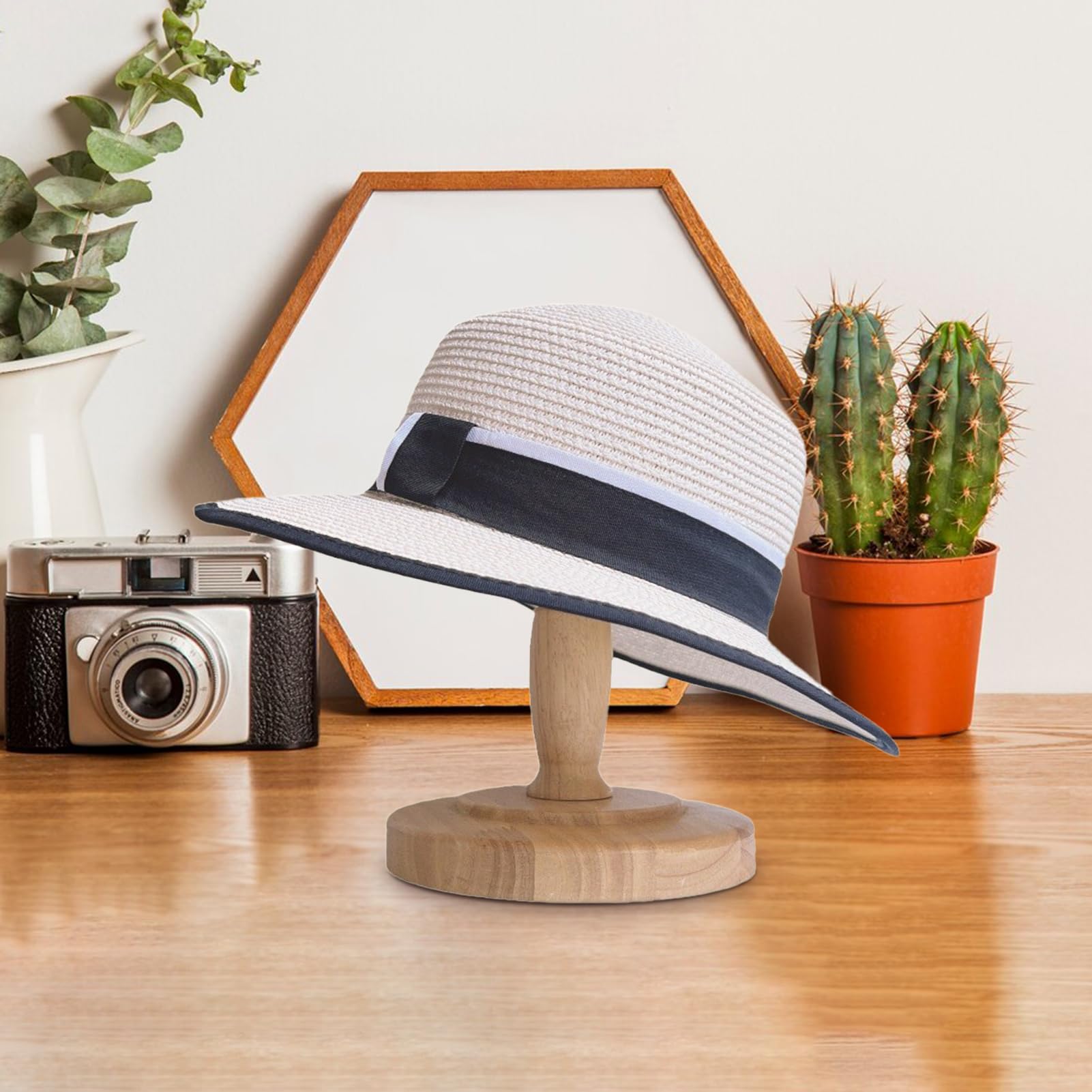 TINGSING Wooden Hat Display Stand Tabletop Hat Rack Dome Shaped Cowboy Cap Organizer Wig Holder Helmet Stand for Closet Home Decor - Image 4