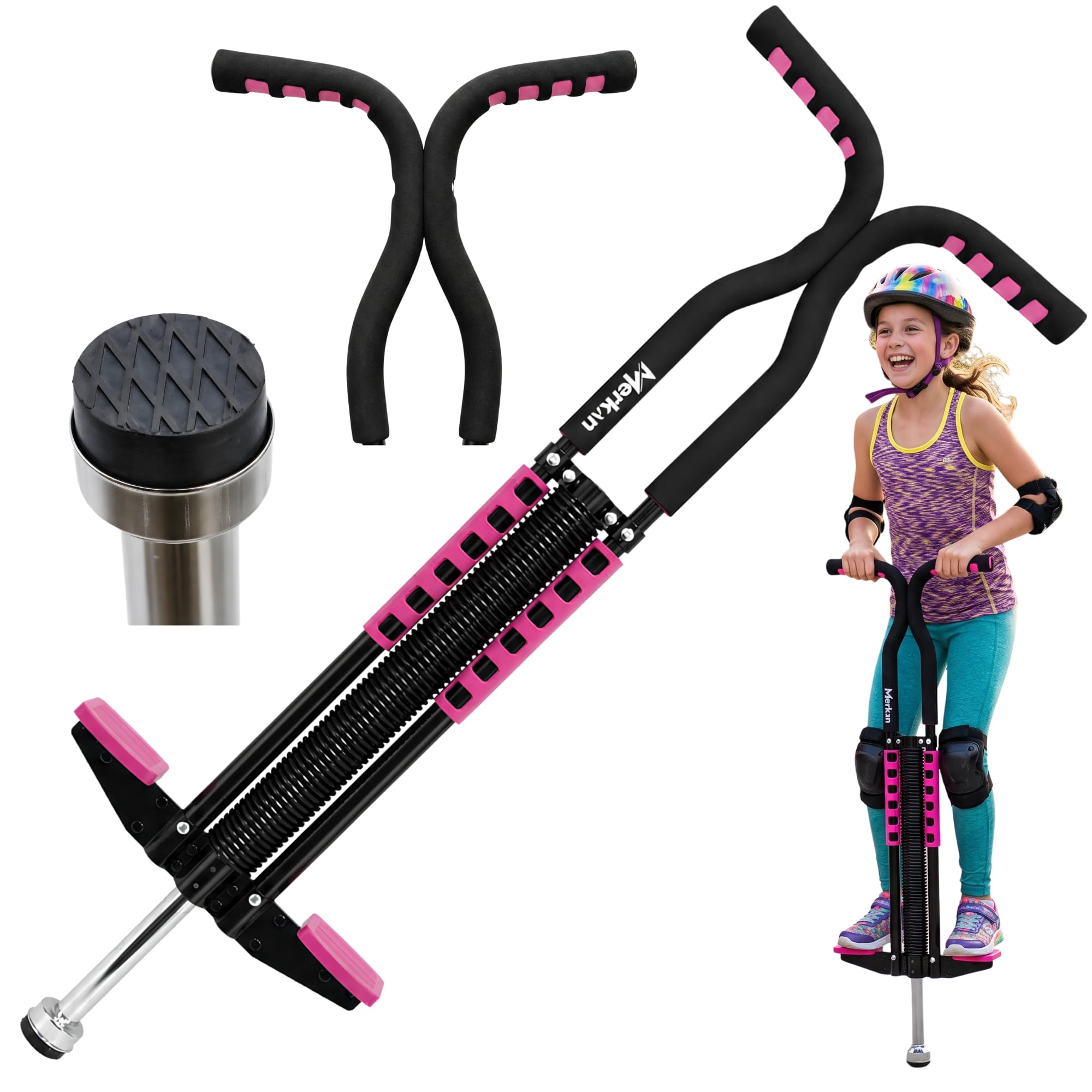 Pogo Stick, Jump Stick, Barre de Saut, Modèles pour Enfants, Poignées en Mousse Souple, jusqu'à 70 kg