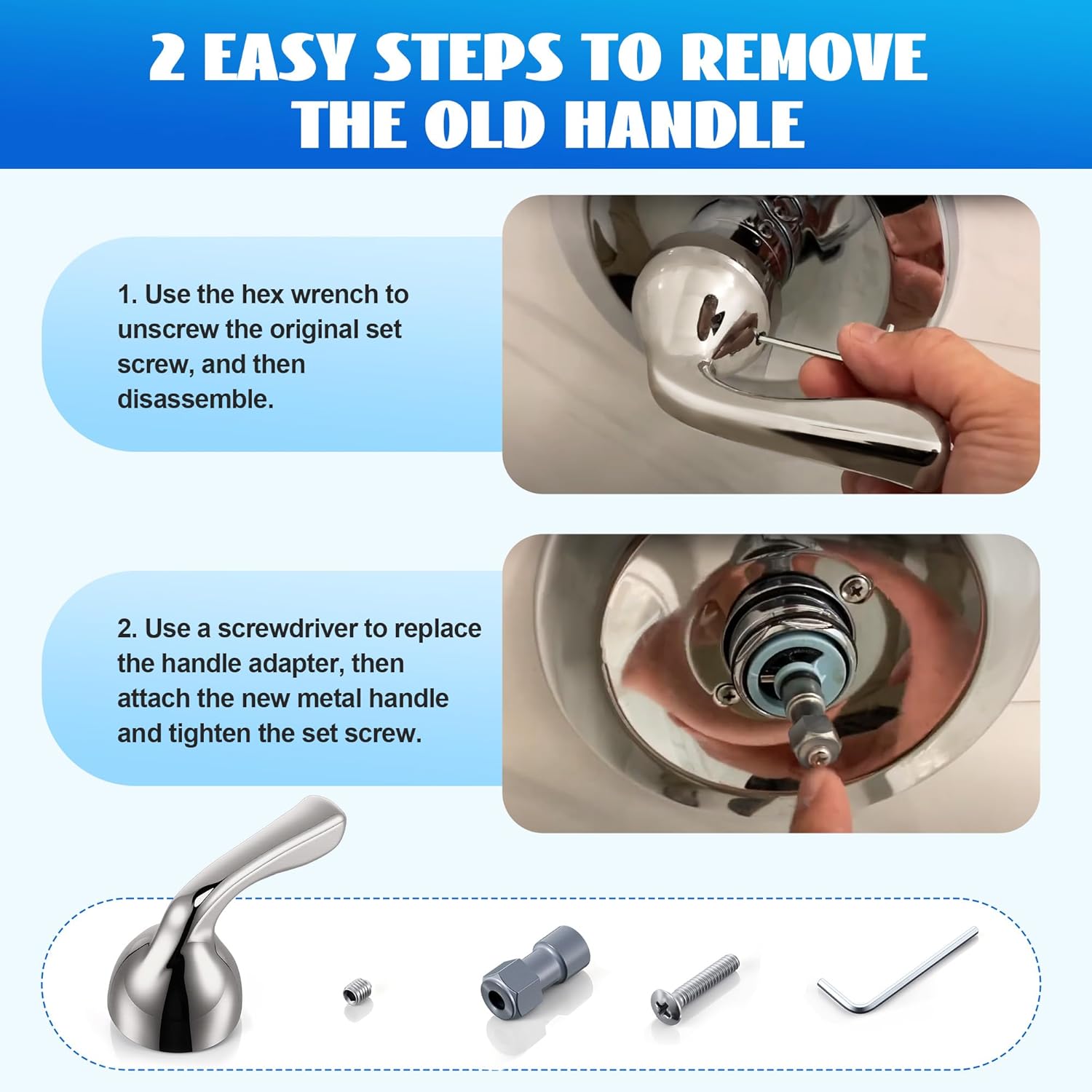 Metal Lever Handle Kit, Compatible with Delta RP74148, Compatible with Delta Foundation Series Single Handle Tub/Shower Faucets (Brushed Nickel)