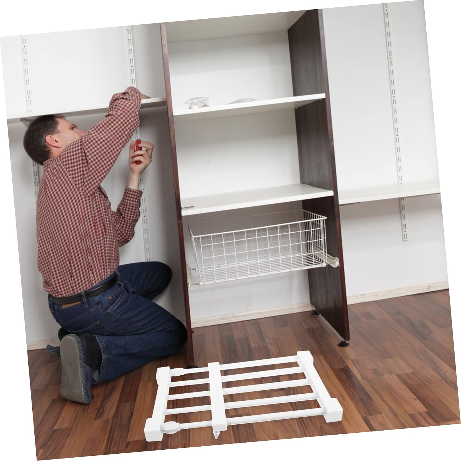 White Retractable Closet Shelf Rack Organizer, 30-40cm Adjustable
