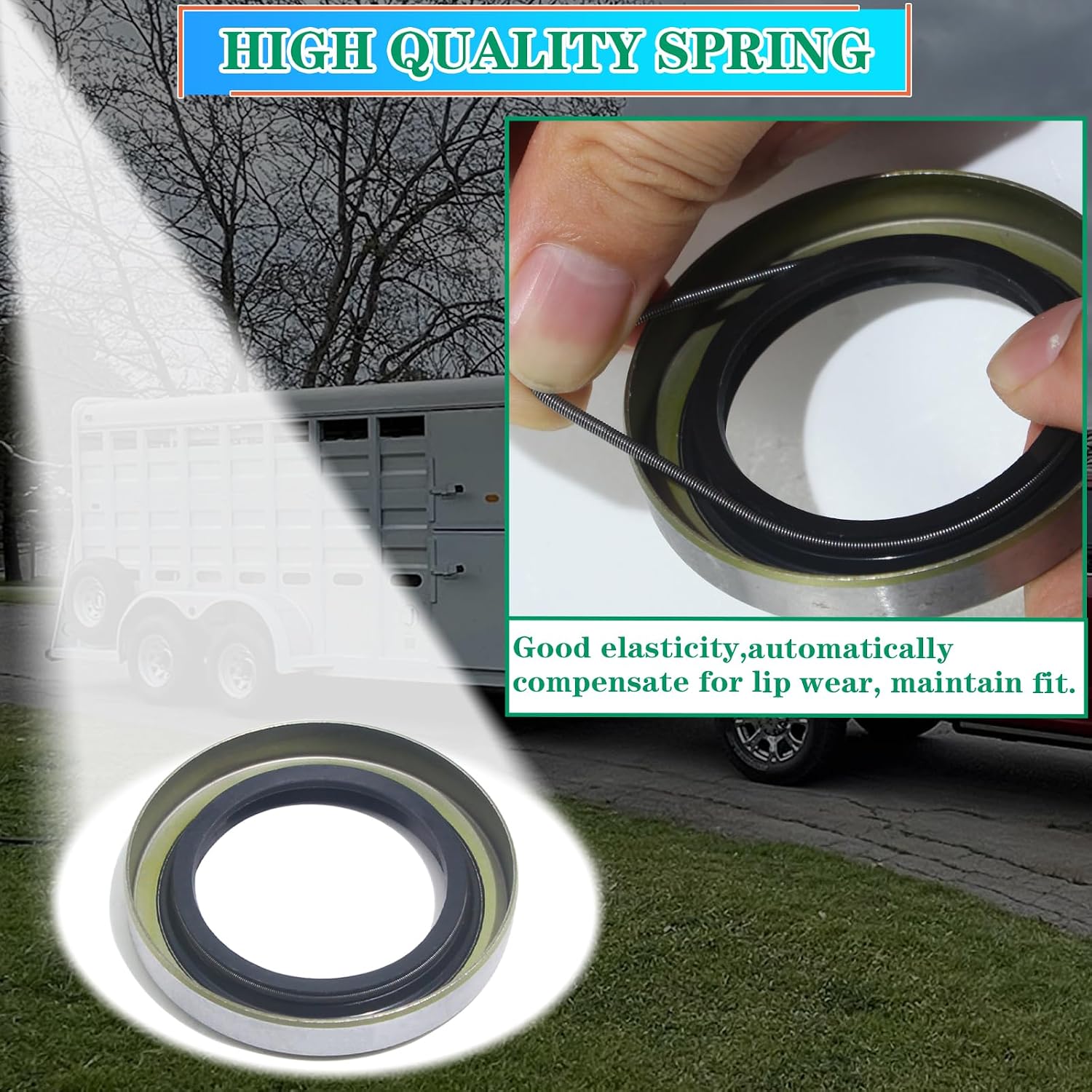4pcs ID 1.719" x OD 2.565" Trailer Axle Hub Wheel Grease Seals with 4pcs Cotter Pins for Dexter 010-019-00 (10-19),Transcom 171255TB National 473336,3500lb #84 Spindle E-Z Lube Axles