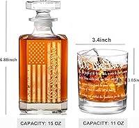 Vista 7 de Decantador de whisky grabado con la bandera estadounidense We The People, juego de decantador con 2 vasos para licor, whisky, bourbon o vino, regalo