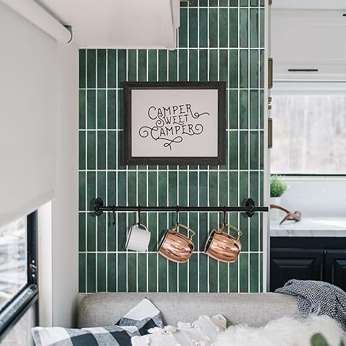 Miniatura 9 de 10 azulejos de despegar y pegar, 11.8 x 11.8 pulgadas, azulejos de pared 3D de PVC mate vintage para cocina, baño, inquilinos, azulejos de pared