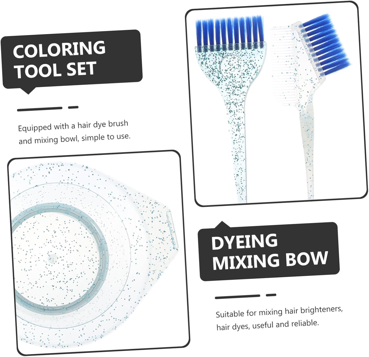 MERRYHAPY 1 Set Hair Dye Brush Bowl Hair Coloring Kit Mixing Bowl Salon Home Use