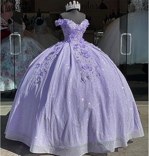 Miniatura 8 de Ftupza Preciosos vestidos de quinceañera florales 3D vestidos de tul hinchados para mujeres fuera del hombro vestido de fiesta largo FFtu09