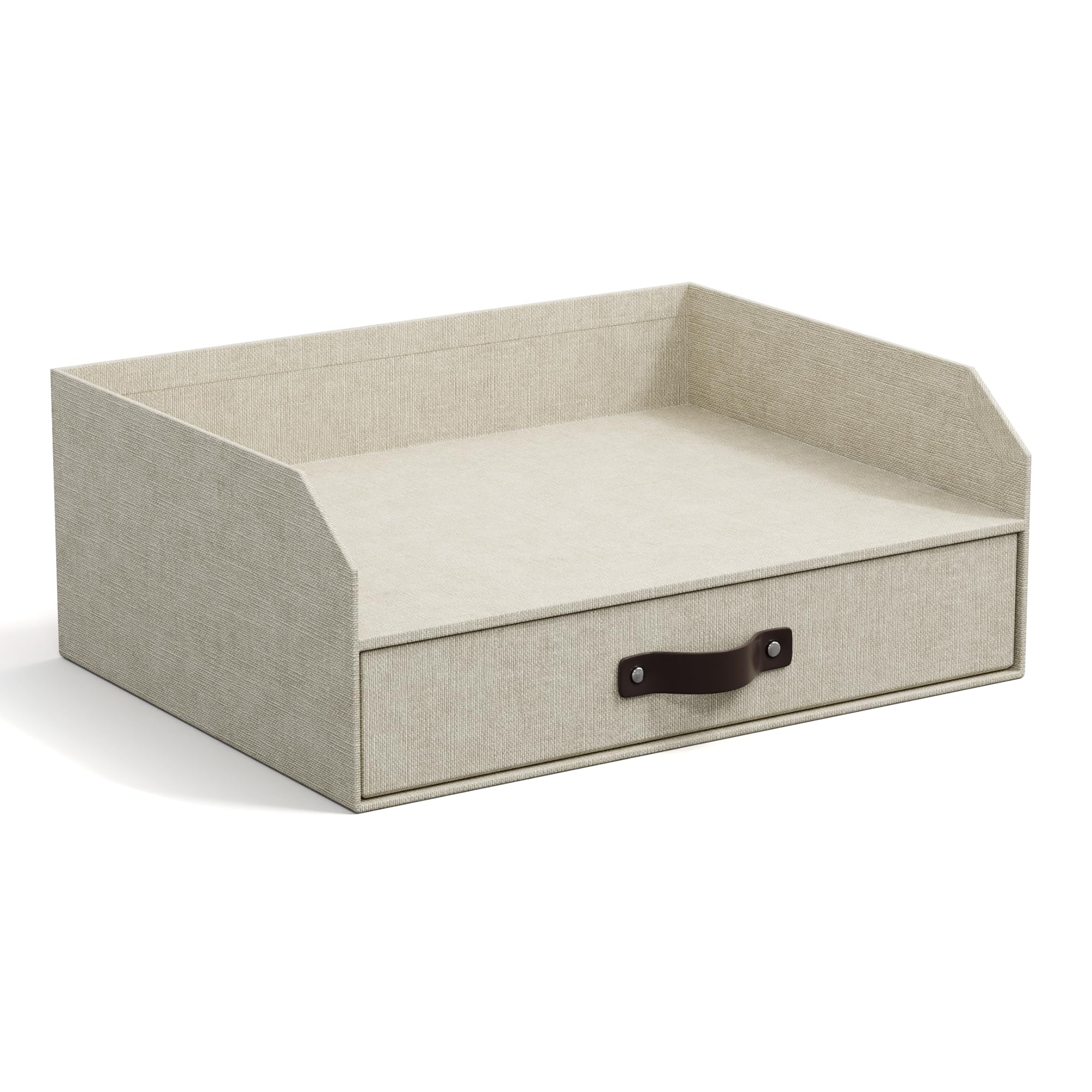 BIGSO Walter Briefablage mit integrierter Schublade – praktische Ablagefläche für Briefe, Dokumente usw. – Ordnungssystem aus Faserplatte mit Papier in Leinenoptik – beige